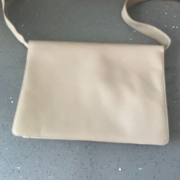 Fred Hayman Beverly Hills handbag convertible clutch beige leather Vintage - Picture 4 of 10